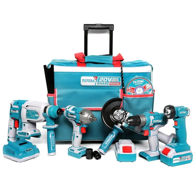 TOTAL - SET 5 UNELTE 20V-CU ACUMULATORI 4AH SI INCARCATOR (INDUSTRIAL) - imagine 3