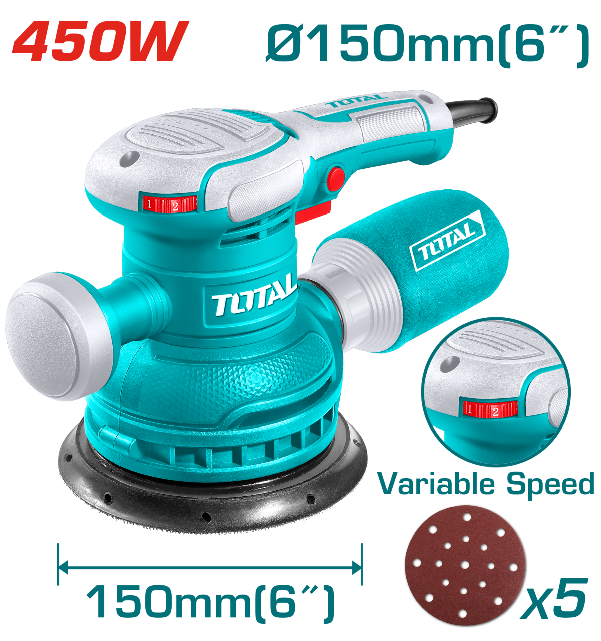Specialistul Casei TOTAL - Masina de slefuit orbitala150MM - 450W