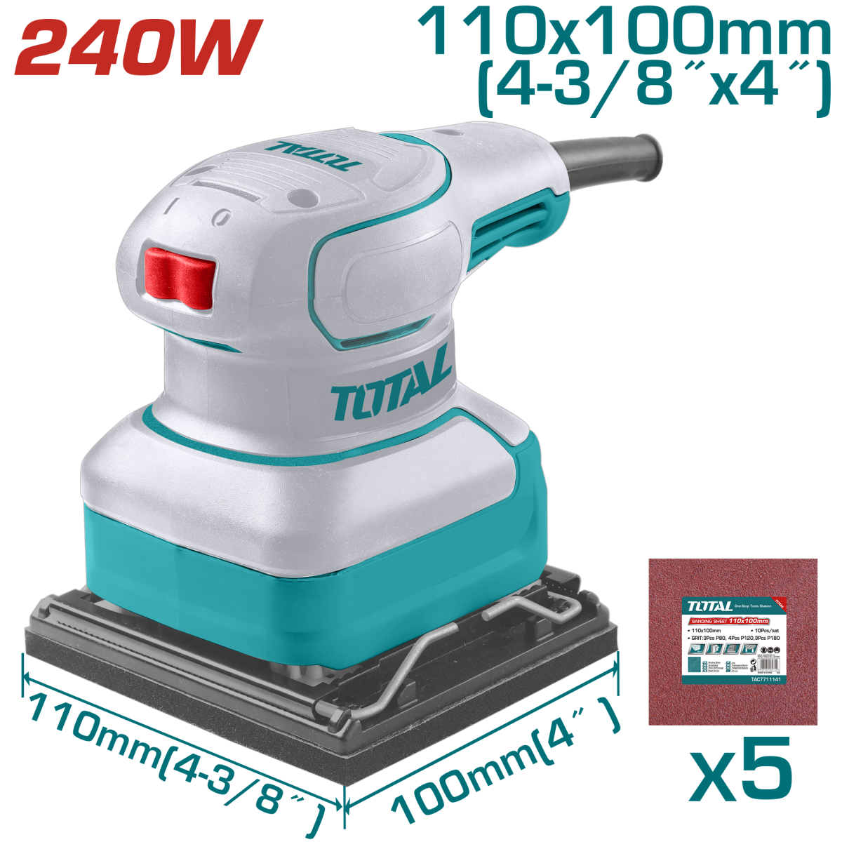 Specialistul Casei TOTAL - Masina pentru slefuit 110X110MM - 240W