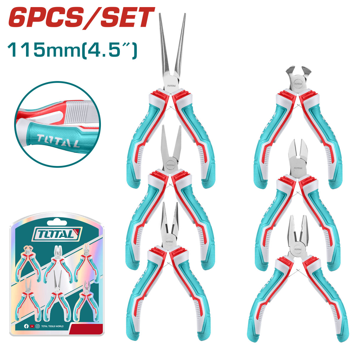 Specialistul Casei TOTAL - Set 6 mini clesti 4.5"