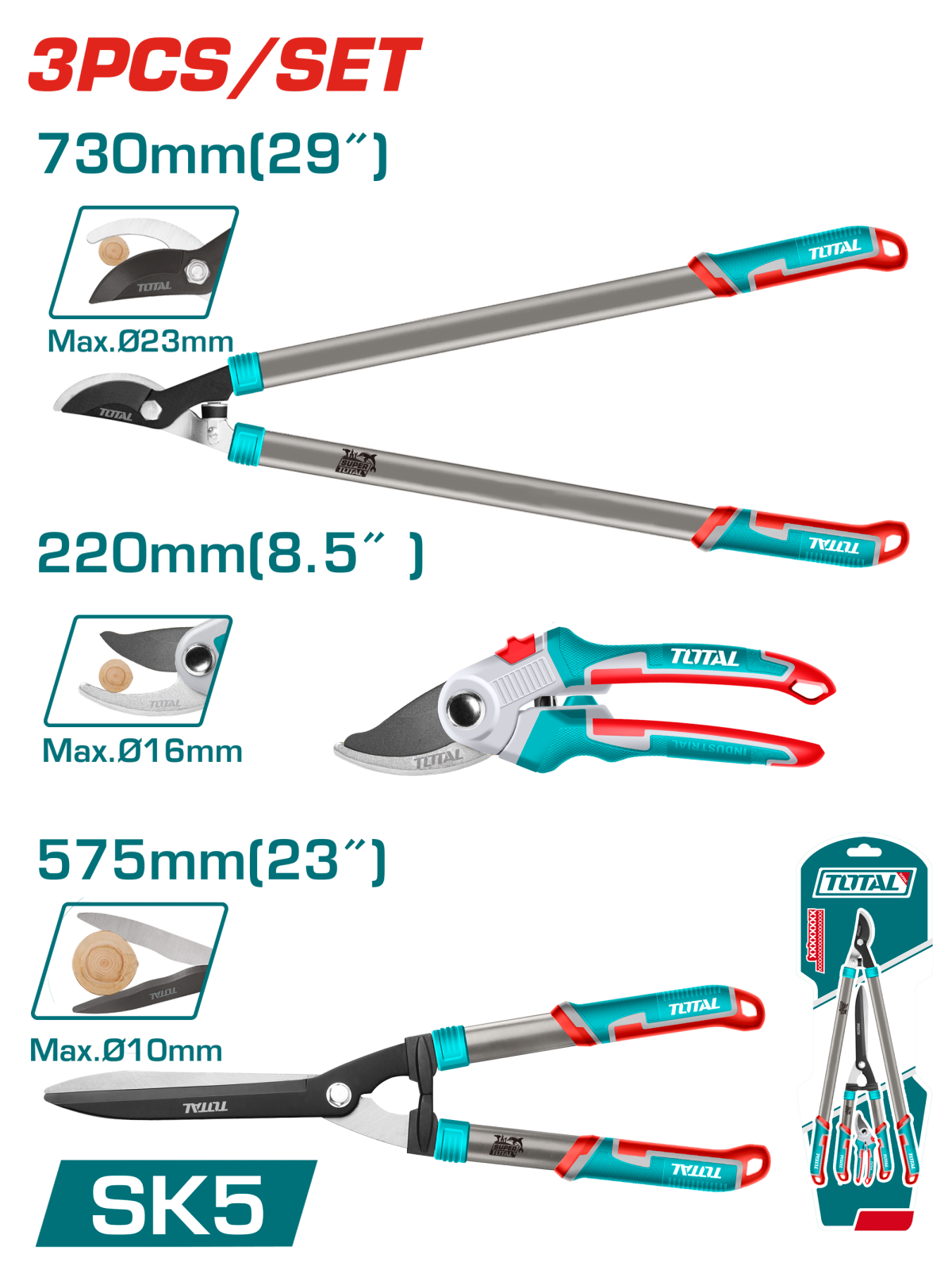 Specialistul Casei TOTAL - Set foarfeci de gradina – 3 piese